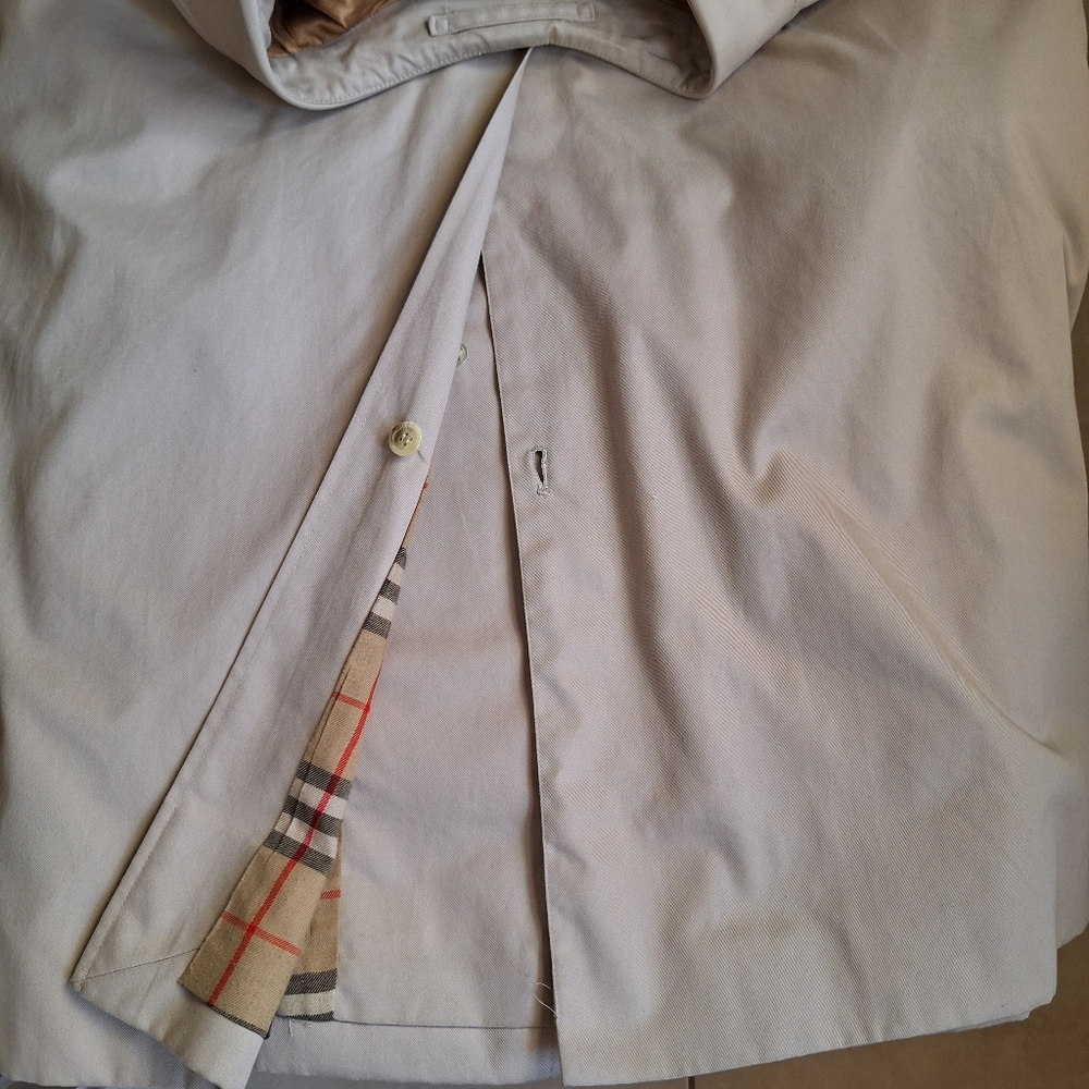 Vintage 80s Burberry Trench Coat Belted Mid Long Nova Check Single COA Womens 12 - Picture 12 of 16